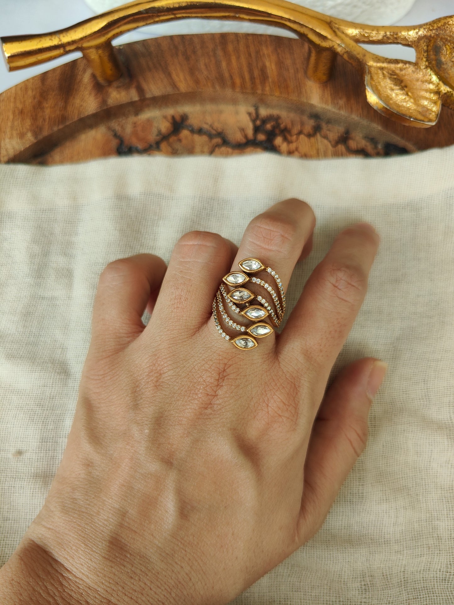 Vanya Leaf Adjustable Ring