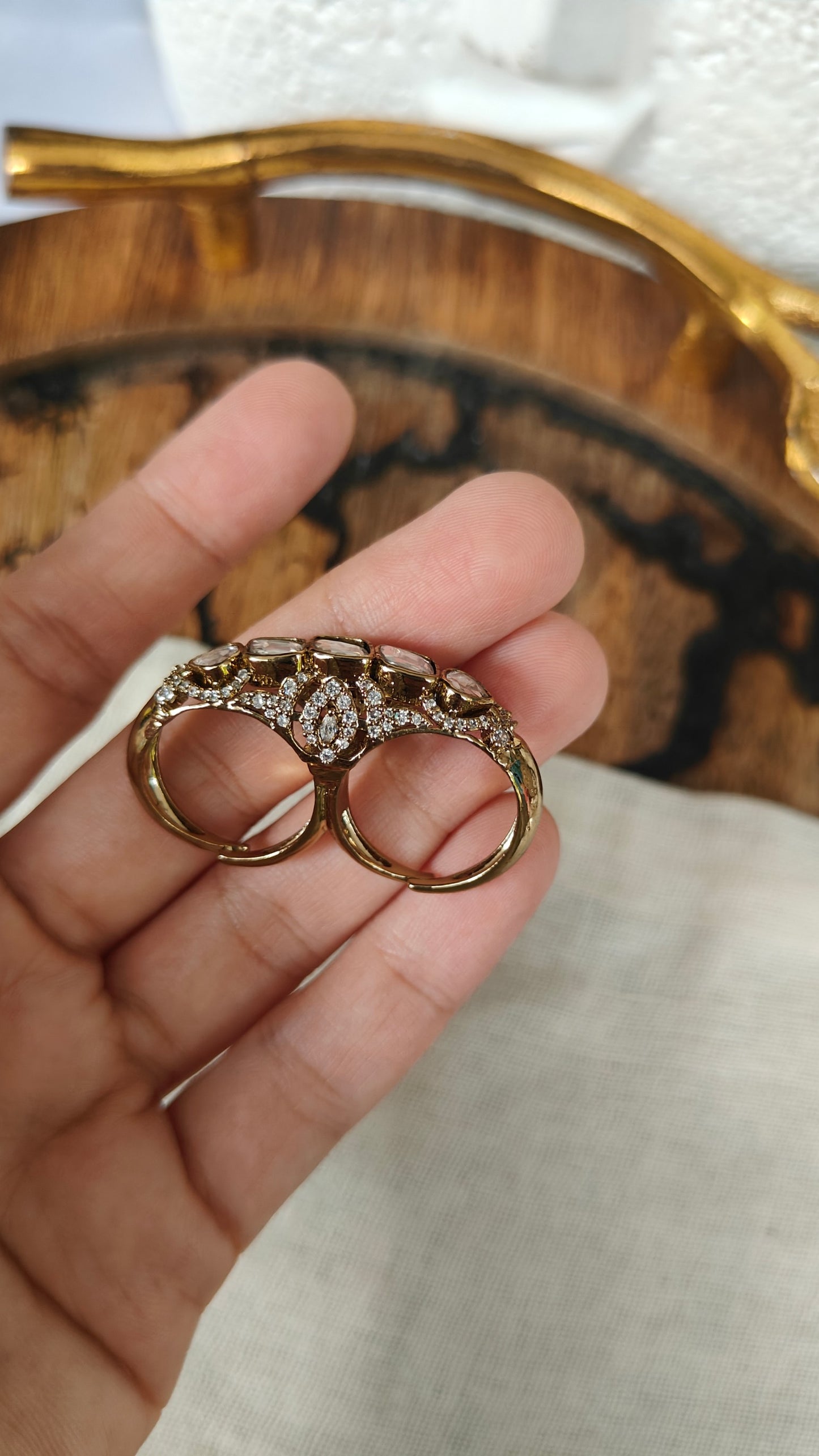 Meher Double Finger Ring