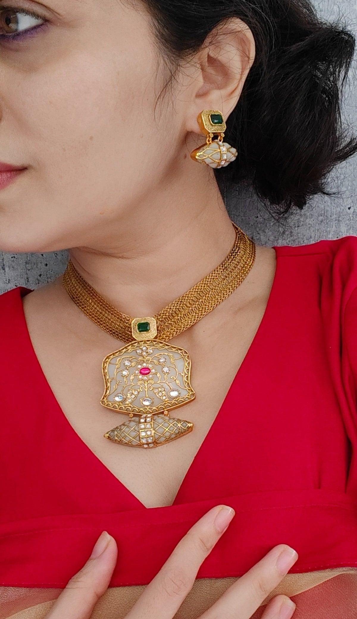 Jahanara Polki Jadau Pendant Set