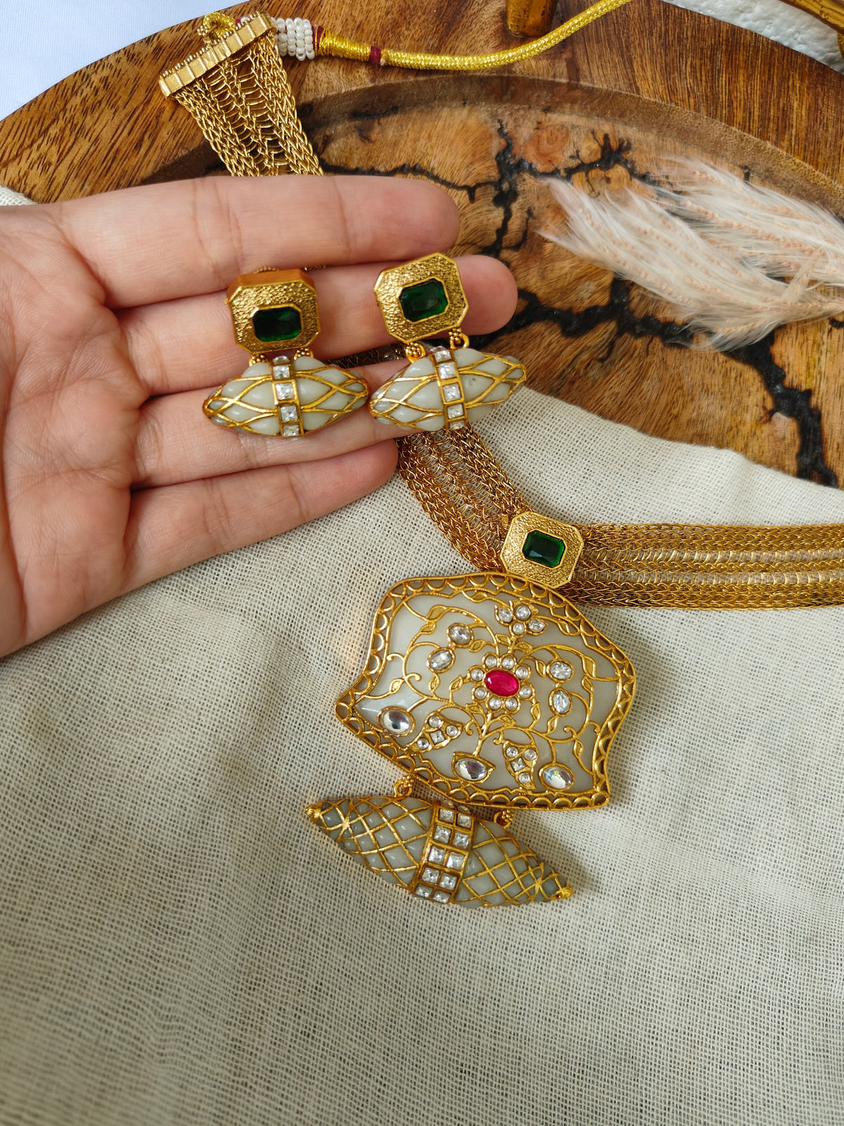 Jahanara Polki Jadau Pendant Set