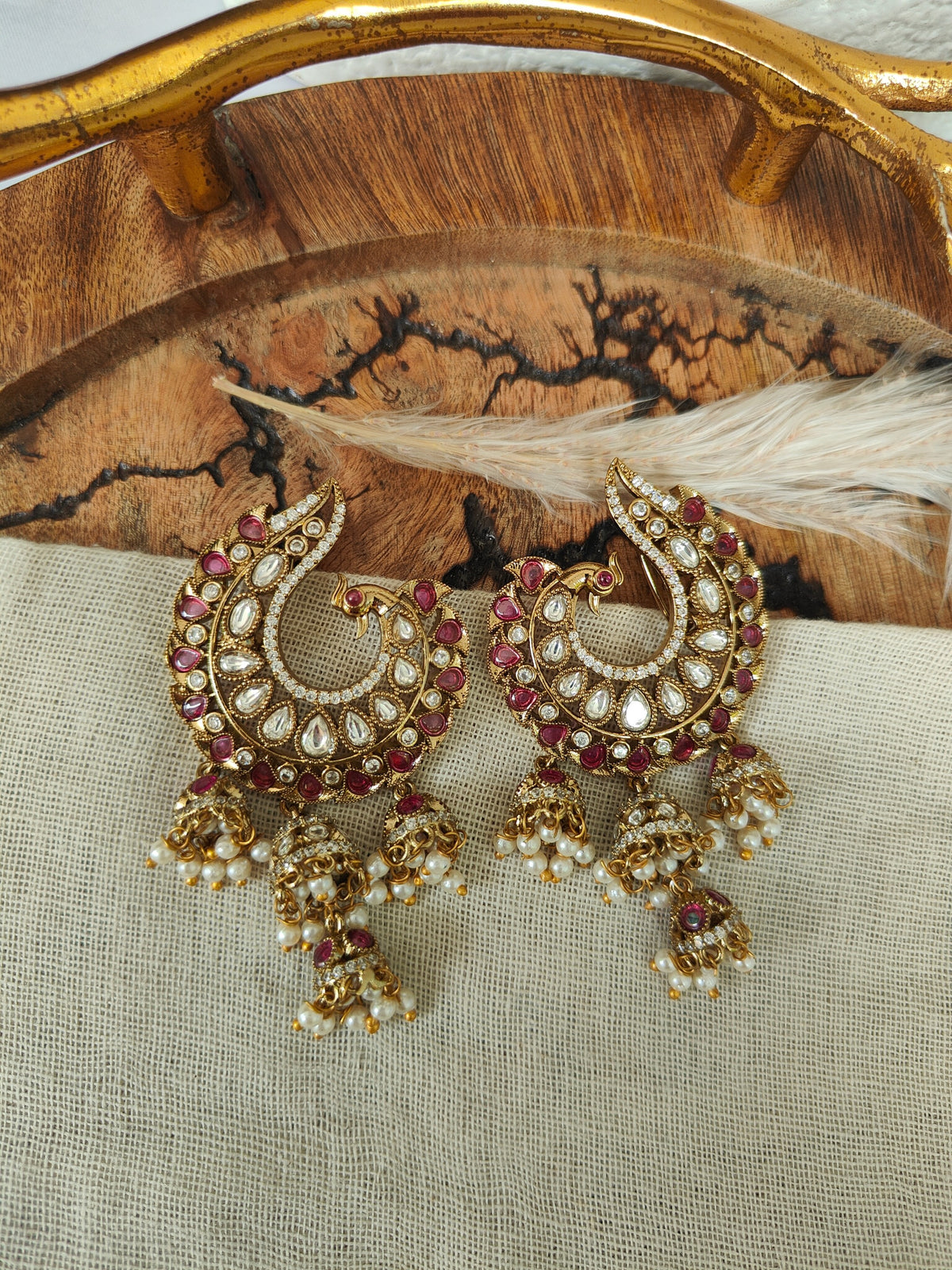 Mayura Peacock Chandbali Earrings