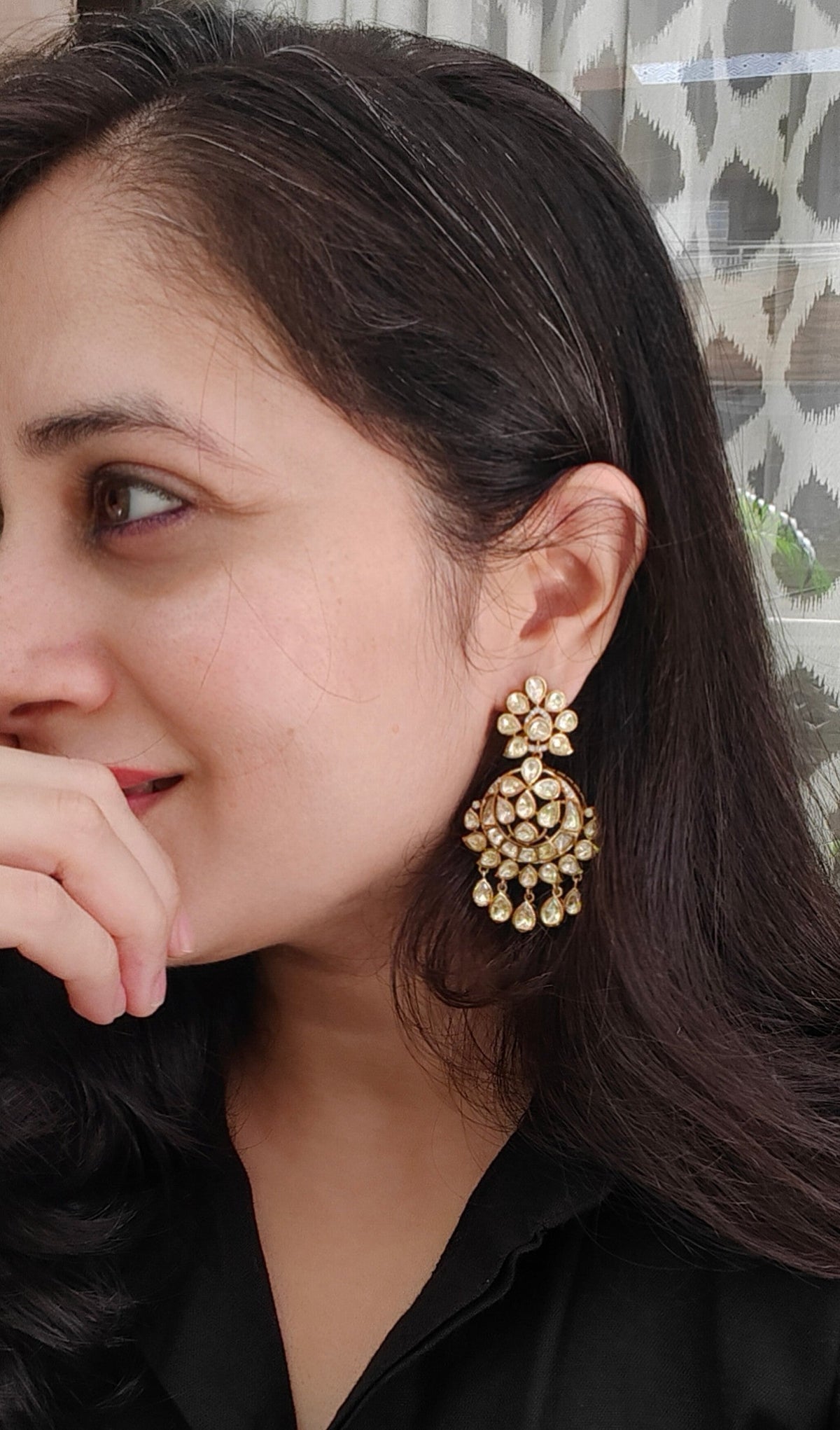 Gulafshan Polki Chandbali Earrings