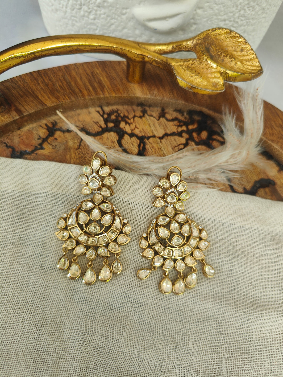 Gulafshan Polki Chandbali Earrings
