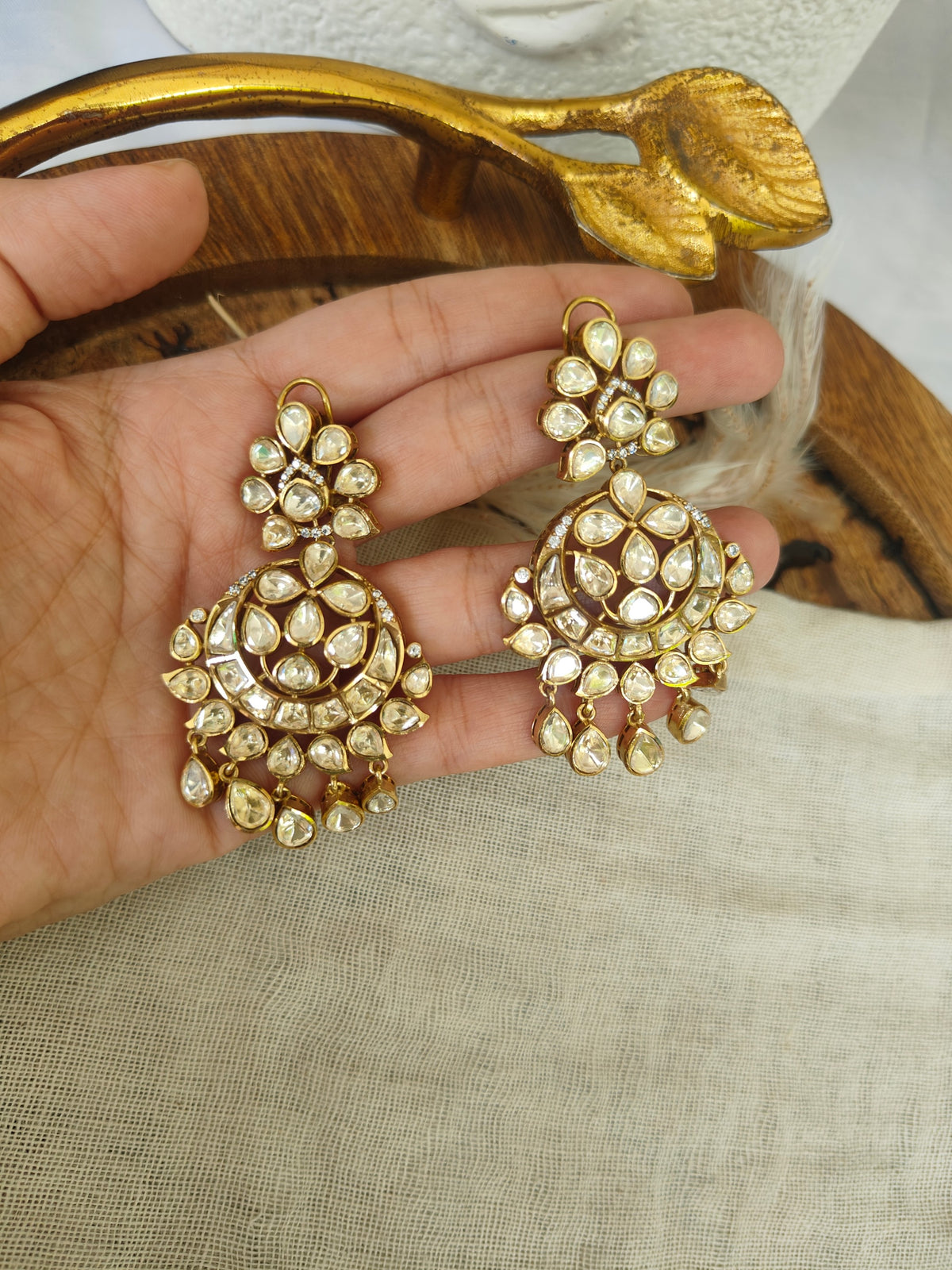 Gulafshan Polki Chandbali Earrings