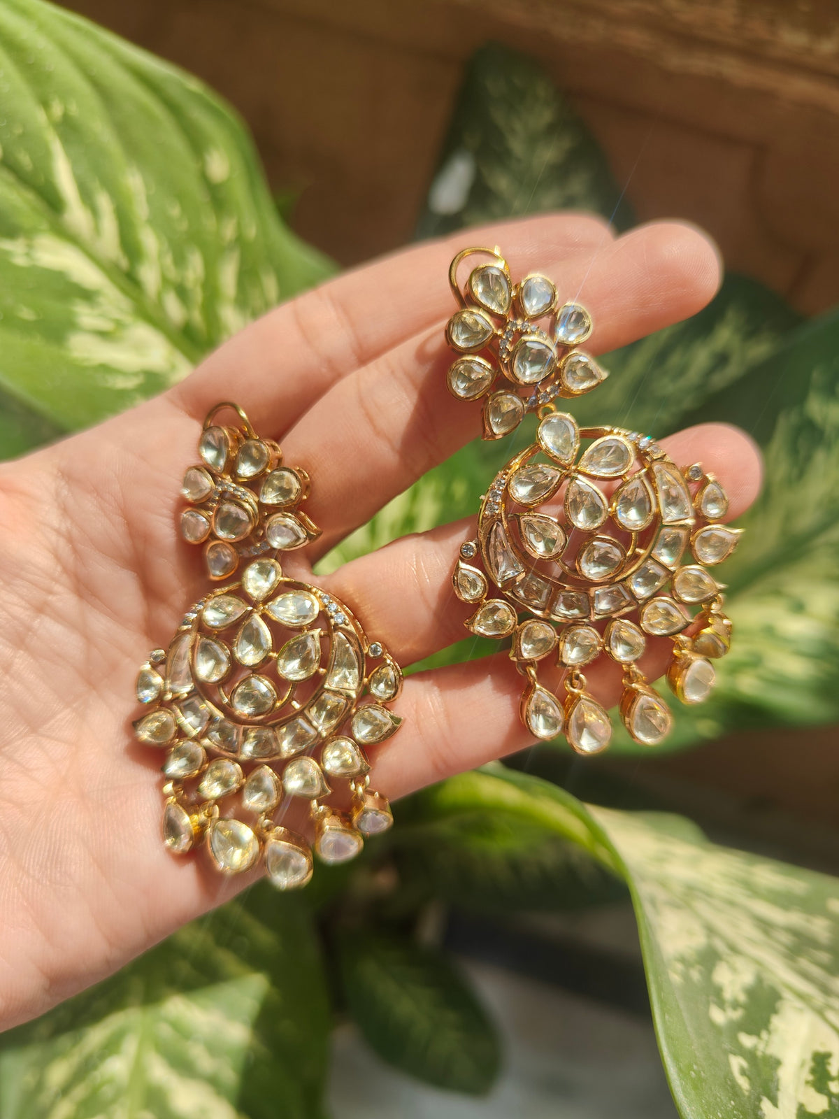 Gulafshan Polki Chandbali Earrings