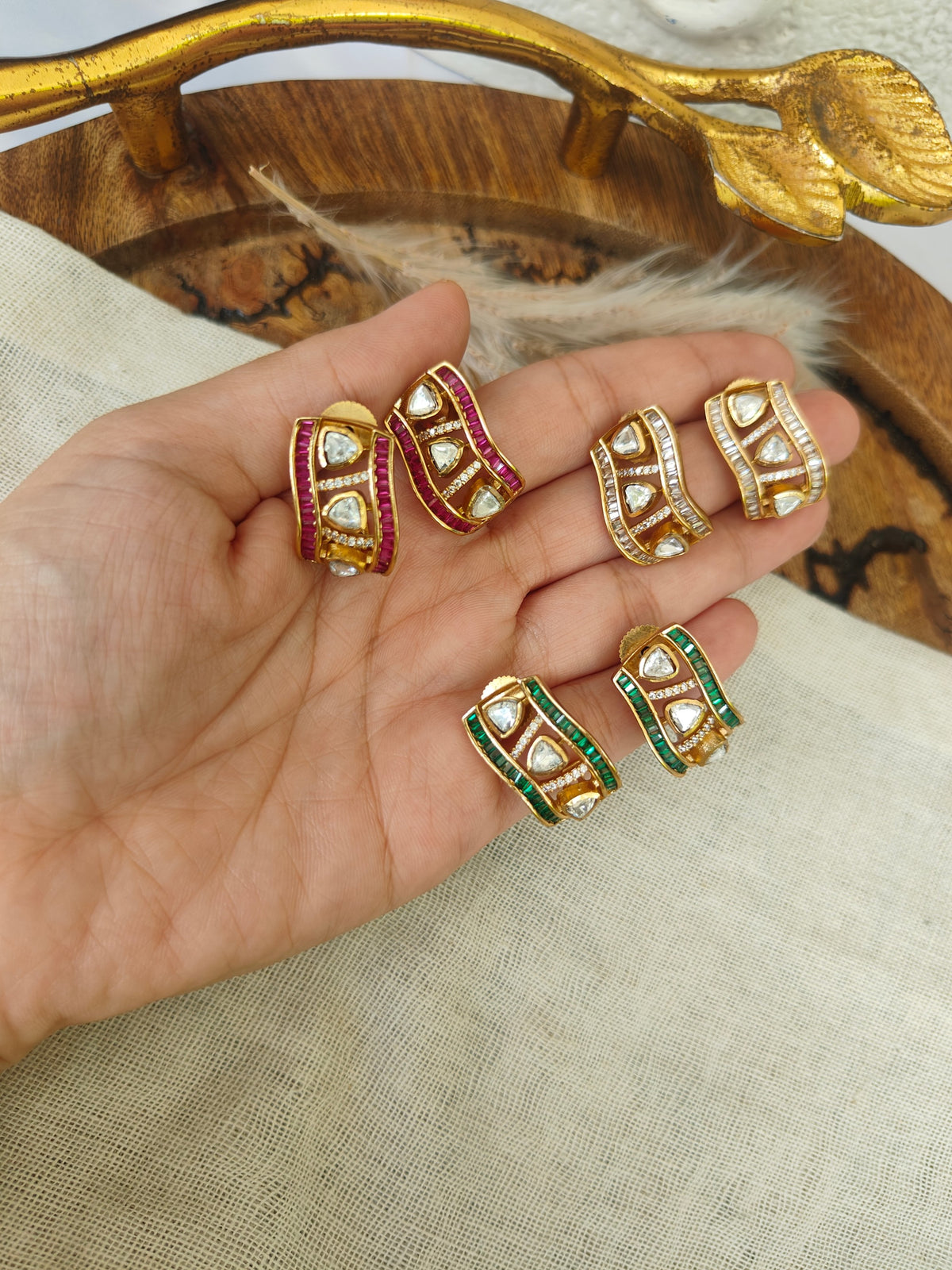Taara Polki Half Hoop Earrings