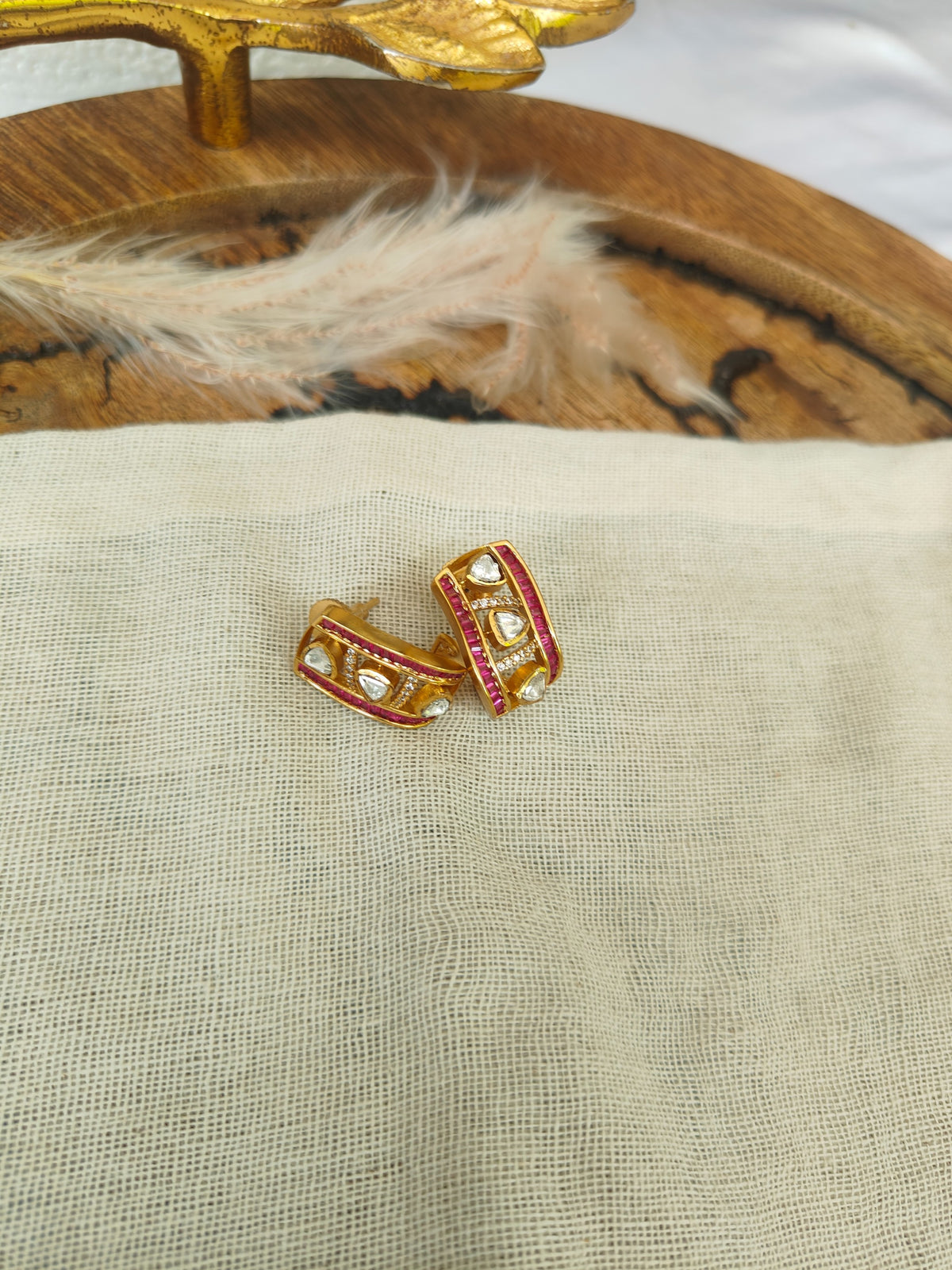 Taara Polki Half Hoop Earrings