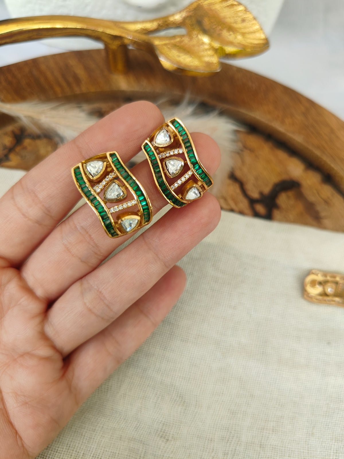 Taara Polki Half Hoop Earrings