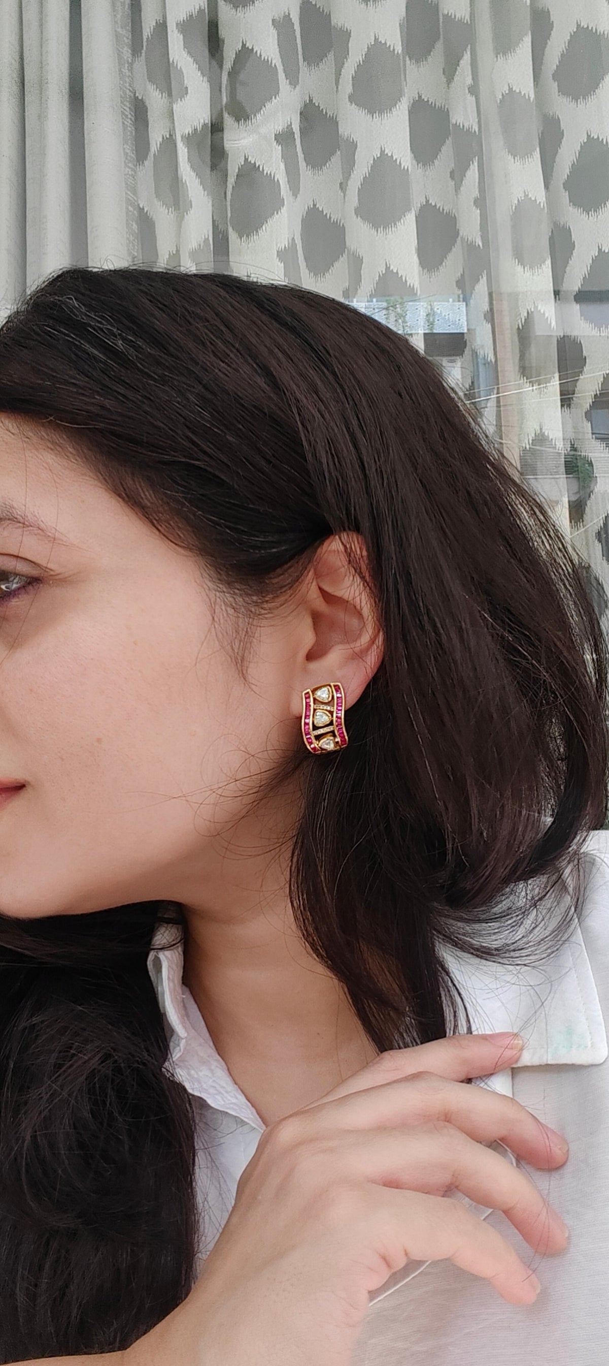 Taara Polki Half Hoop Earrings