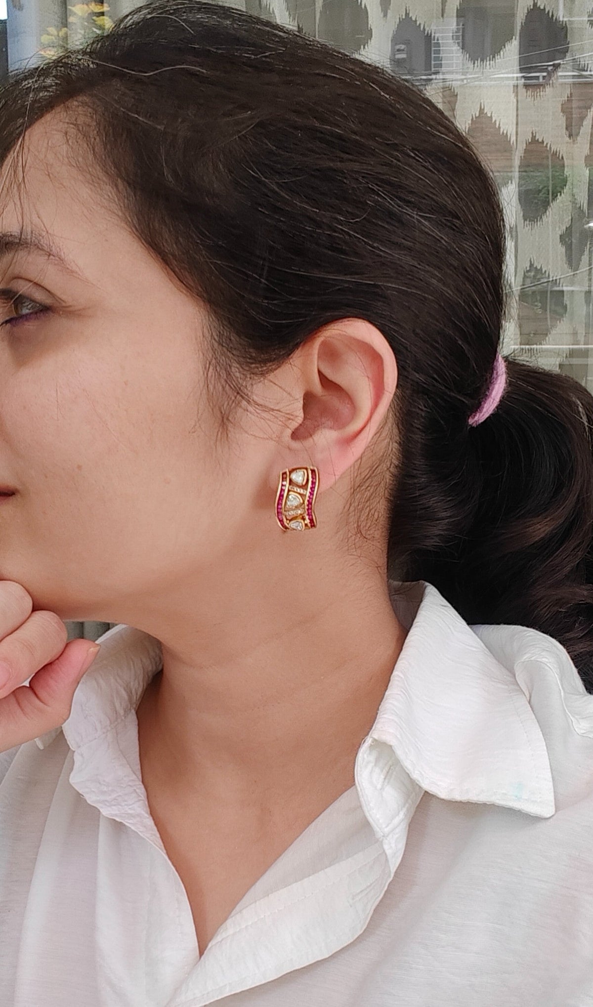 Taara Polki Half Hoop Earrings