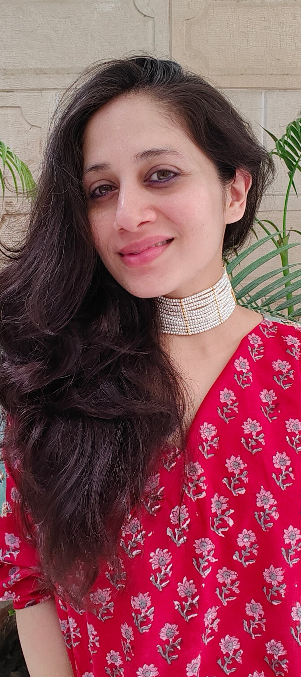 Anantaya By Mani layered pearl choker necklace detail view