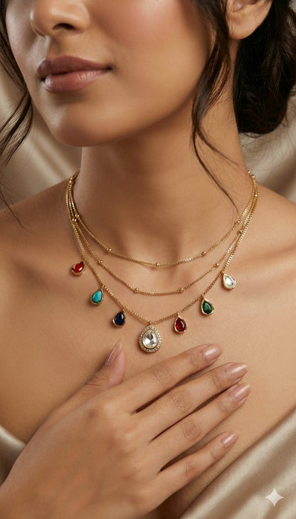 Four Layer Moissanite Polki Set